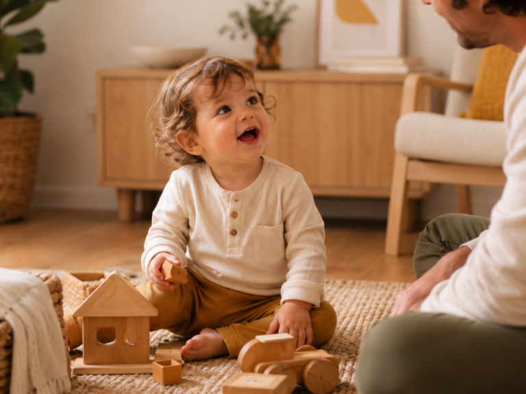 Toddler using two-word phrases during play — 18 to 24 month language development