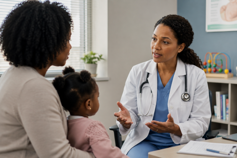 pediatrician discussing speech evaluation