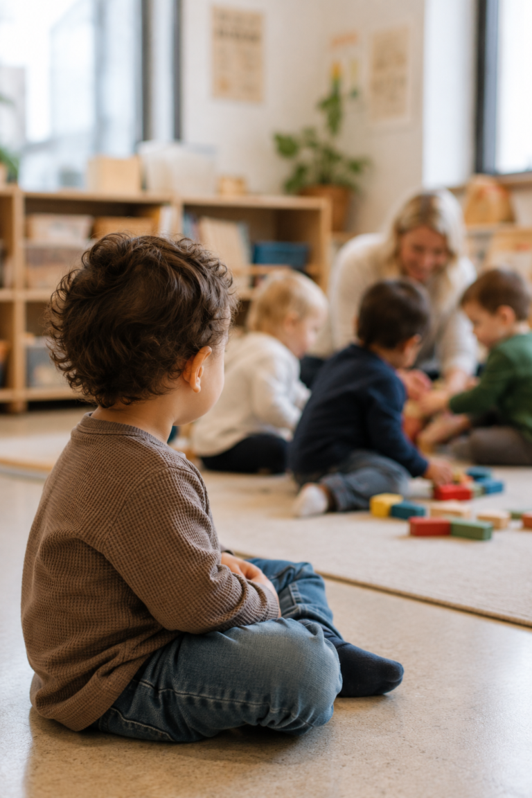 quiet toddler observing playgroup
