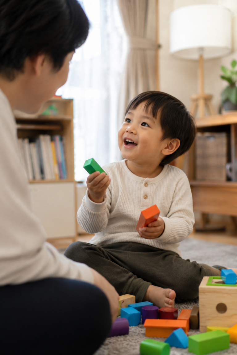 Child learning speech sounds through everyday interaction