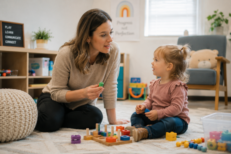 speech therapist using parallel talk