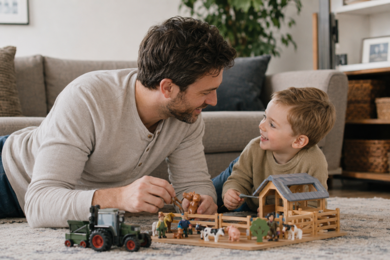 toddler boy language play with parent