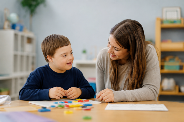 Child with social language difficulties receiving supportive help at schooldifficulties school support