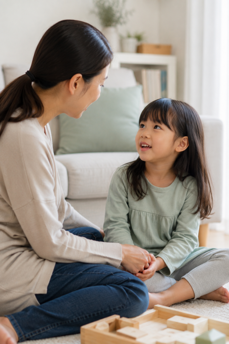 Child listening and interacting during a communication activity