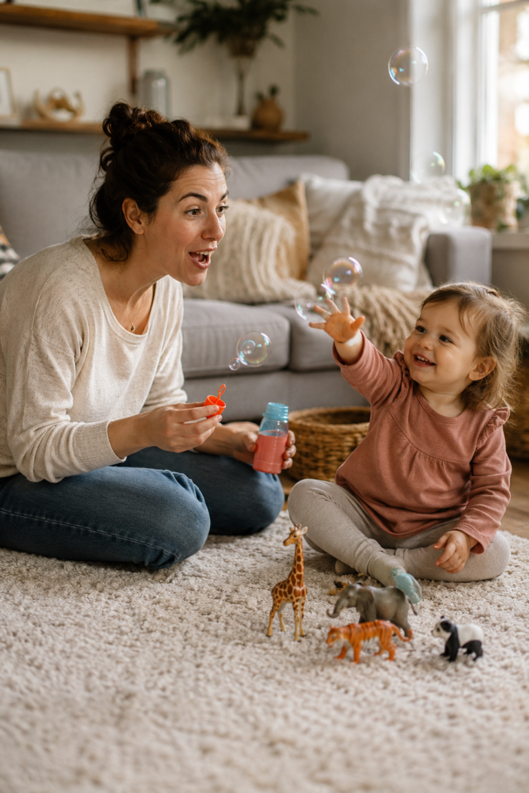 Play-based language therapy for a late talking toddler