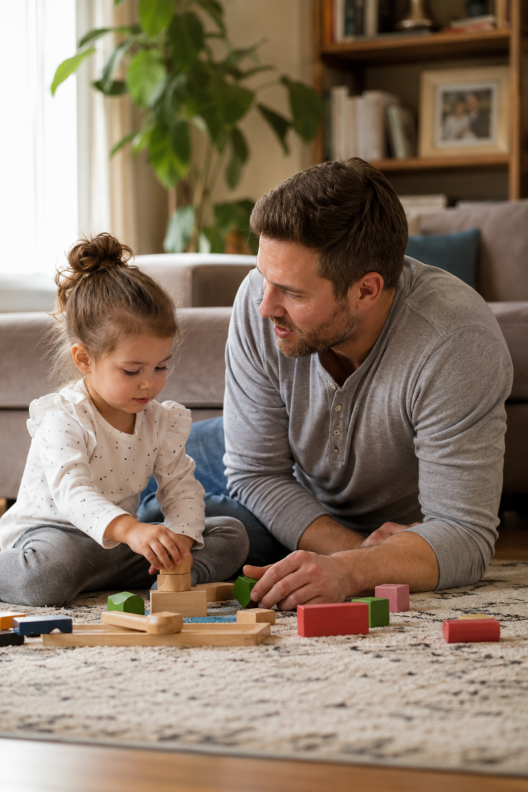 Child playing with parent while learning about tongue tie and speech development