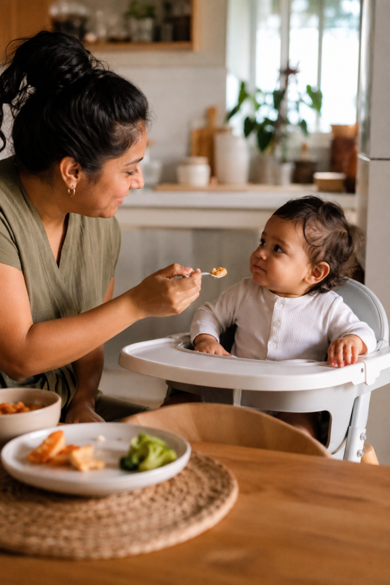 Baby and toddler feeding problems during a calm family mealtime