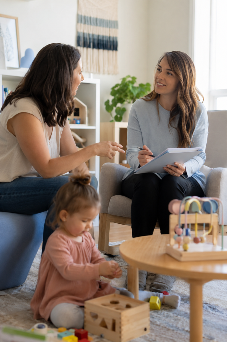 Toddler participating in speech therapy that may be covered by insurance
